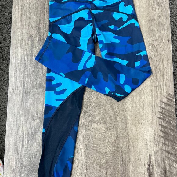 Zyia Active Navy Blue Camo Mesh Light n Tight Hi-Rise 7/8 Leggings-Size 2 - Picture 1 of 1